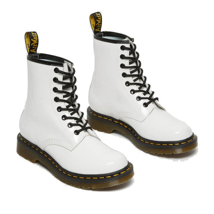 Dr. Martens Unisex 1460 Patent Leather Lace Up Boots White