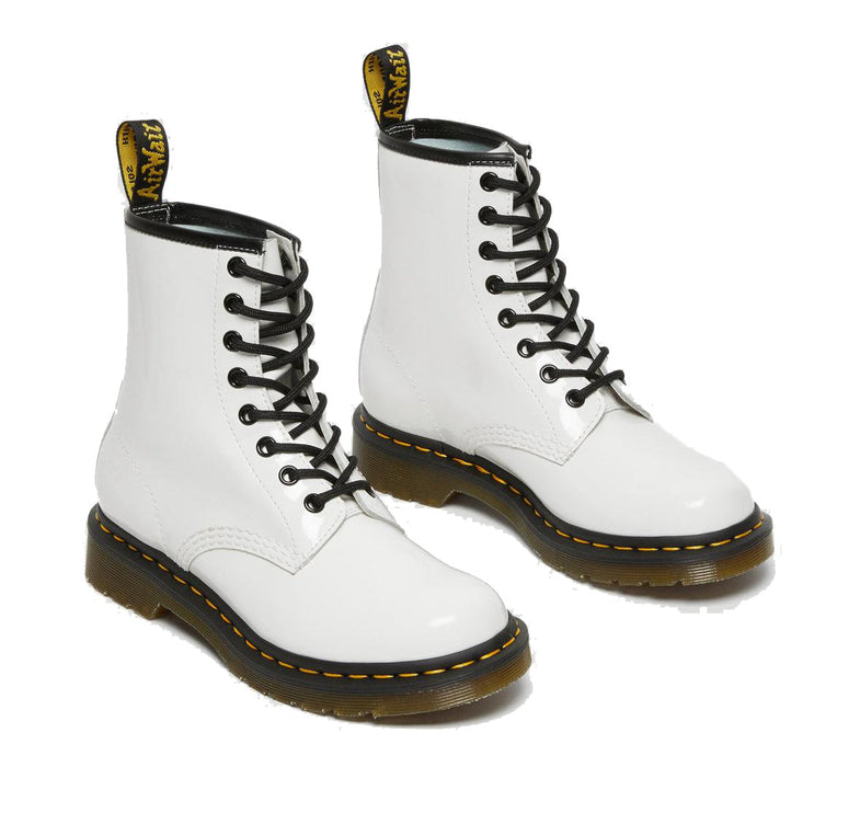 Dr. Martens Unisex 1460 Patent Leather Lace Up Boots White