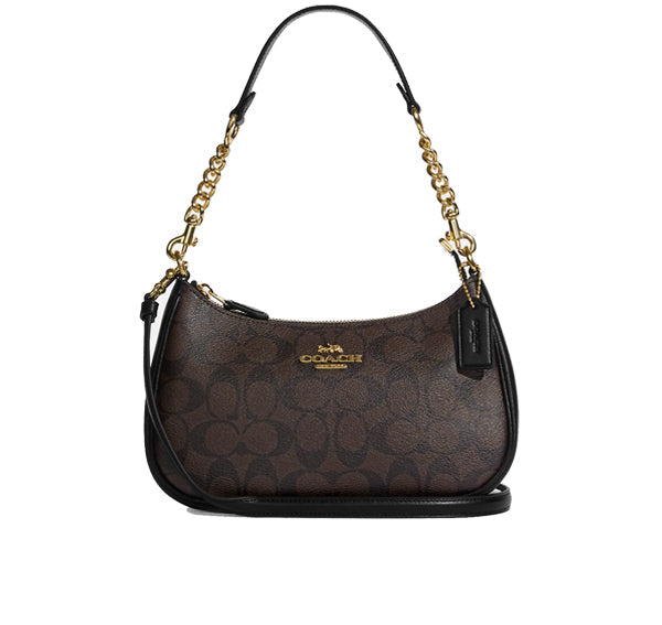 Coach Women's Teri Shoulder Bag In Signature Canvas Gold/Brown Black