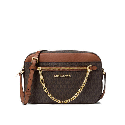 Michael Kors Women's Jet Set Large Logo Crossbody Bag Brown