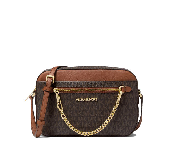 Michael Kors Women's Jet Set Large Logo Crossbody Bag Brown