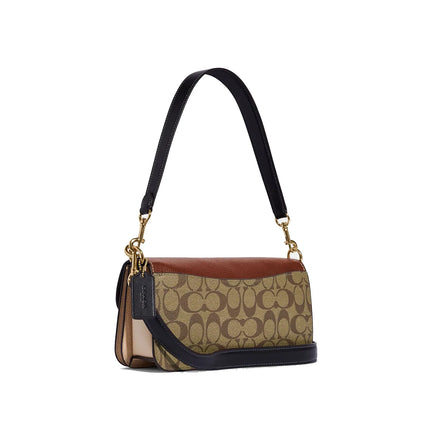 Coach Women's Morgan Shoulder Bag In Colorblock Signature Canvas Gold/Khaki Multi