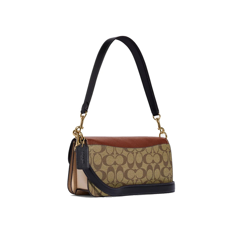 Coach Women's Morgan Shoulder Bag In Colorblock Signature Canvas Gold/Khaki Multi