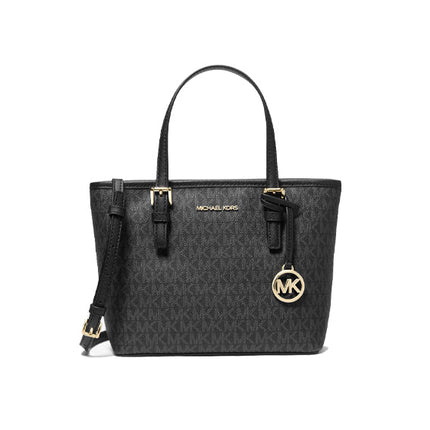 Michael Kors Women's Jet Set Travel Extra Small Logo Top Zip Tote Bag Black