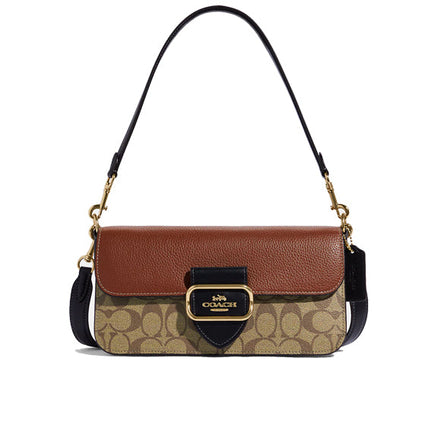 Coach Women's Morgan Shoulder Bag In Colorblock Signature Canvas Gold/Khaki Multi