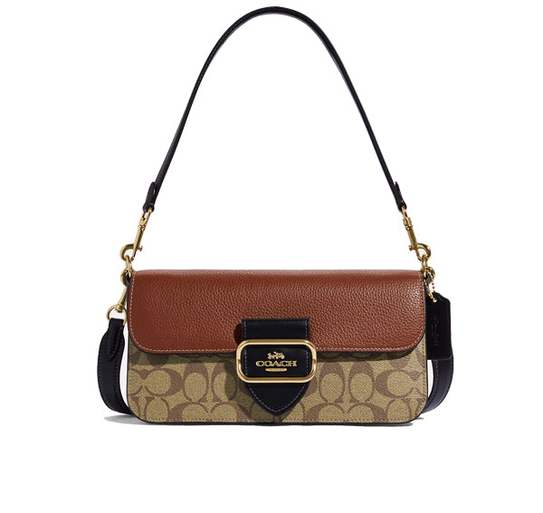 Coach Women's Morgan Shoulder Bag In Colorblock Signature Canvas Gold/Khaki Multi