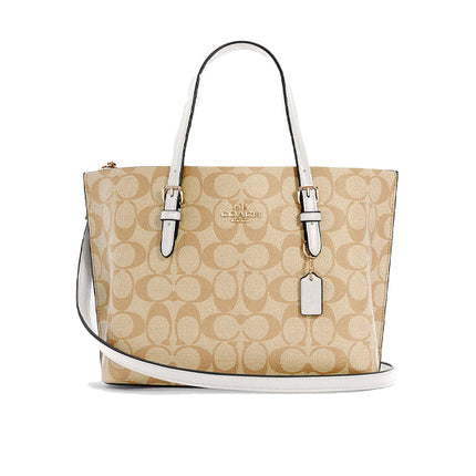 Coach Women's Mollie Tote 25 In Signature Canvas Gold/Light Khaki Chalk