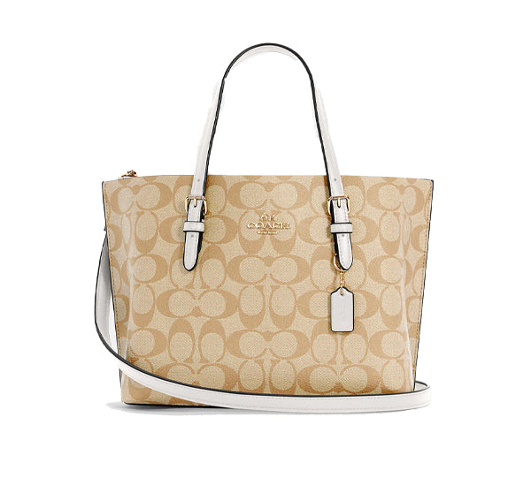 Coach Women's Mollie Tote 25 In Signature Canvas Gold/Light Khaki Chalk