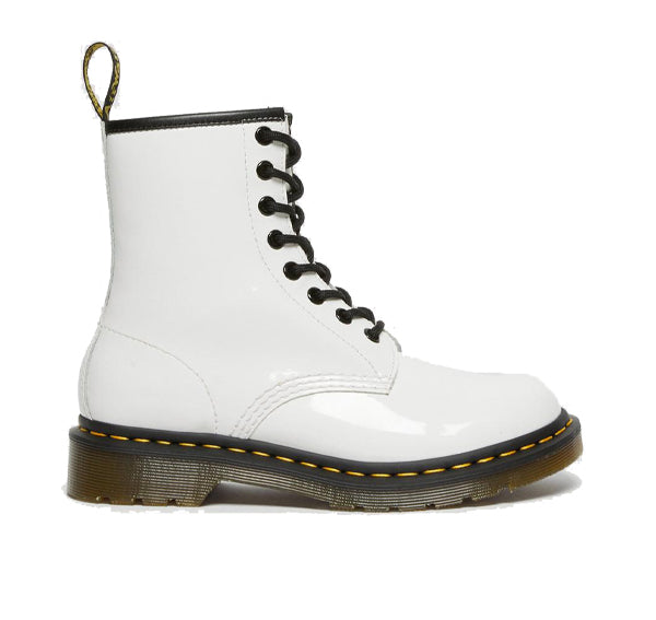 Dr. Martens Unisex 1460 Patent Leather Lace Up Boots White