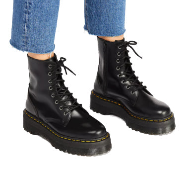 Dr. Martens Women's Jadon Smooth Leather Platform Boots Black - Special Price