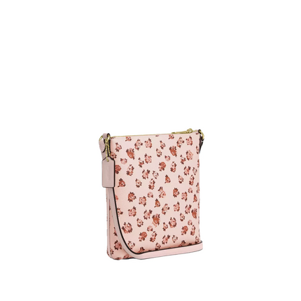 Coach Women's Mini Rowan File Bag With Rose Print Gold/Blush Multi