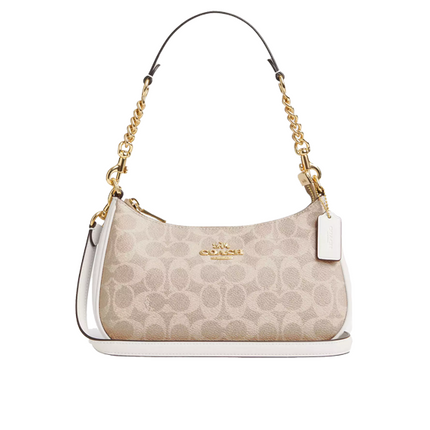 Coach Women's Teri Shoulder Bag In Signature Canvas Gold/Sand/Chalk