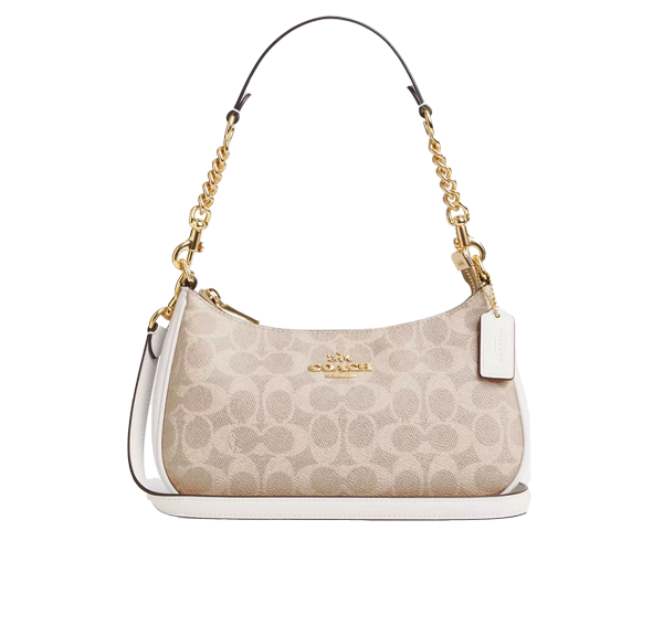 Coach Women's Teri Shoulder Bag In Signature Canvas Gold/Sand/Chalk