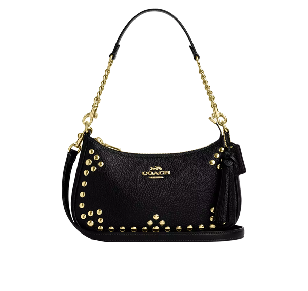 Coach Women's Teri Shoulder Bag With Rivets Gold/Black