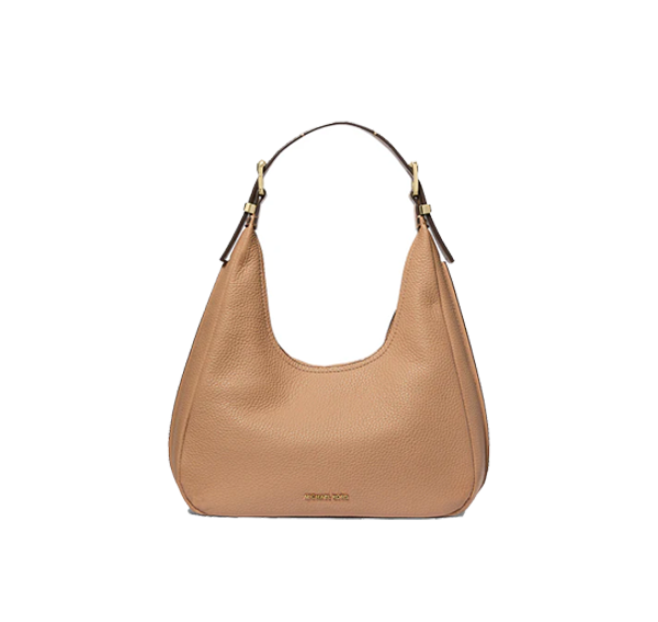 Michael Kors Women's Nolita Small Pebbled Leather Hobo Shoulder Bag Camel/Gold