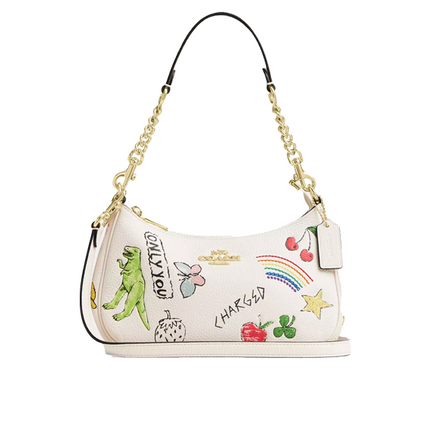 Coach Women's Teri Shoulder Bag With Sketch Print Gold/Chalk Multi