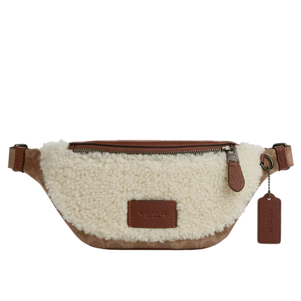 Coach Unisex Warren Mini Belt Bag In Signature Canvas Qb/Tan/Natural/Vintage Brown