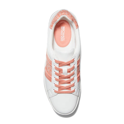 Michael Kors Women's Poppy Leather and Logo Stripe Sneaker Sherbert