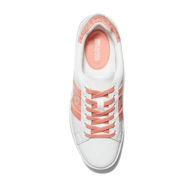 Michael Kors Women's Poppy Leather and Logo Stripe Sneaker Sherbert