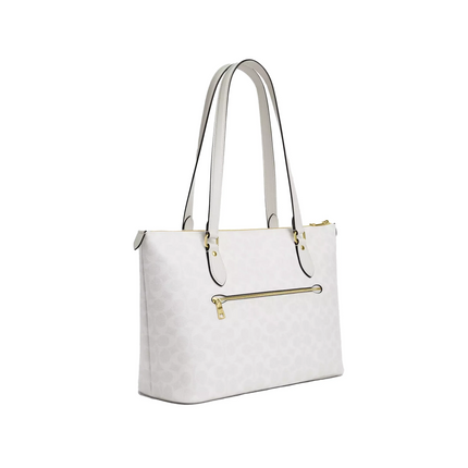 Coach Women's Gallery Tote Bag In Signature Canvas Gold/White/Chalk