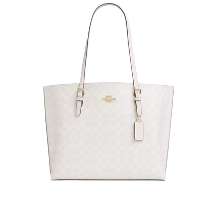 Coach Women's Mollie Tote Bag In Signature Canvas Gold/White/Chalk