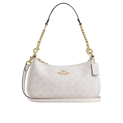 Coach Women's Teri Shoulder Bag In Signature Canvas Gold/White/Chalk