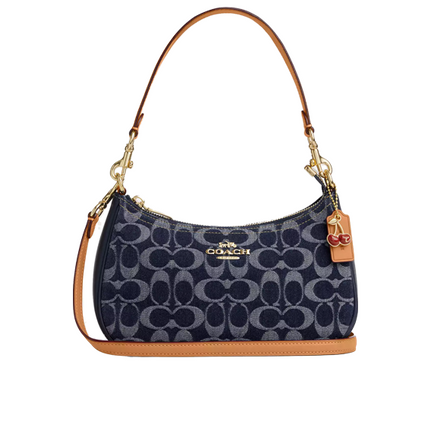 Coach Women's Teri Shoulder Bag In Signature Denim Gold/Natural