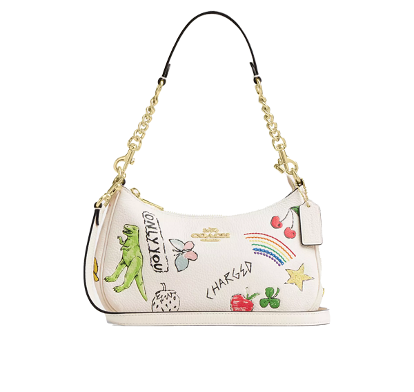 Coach Women's Teri Shoulder Bag With Sketch Print Gold/Chalk Multi