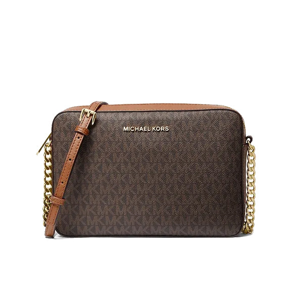 Michael Kors Women's Jet Set Large Printed Logo Crossbody Bag Brown