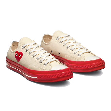 Converse x Comme des Garçons PLAY Chuck 70 Low Top Pristine/Red/Egret