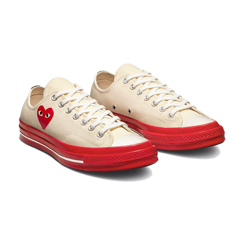 Converse x Comme des Garçons PLAY Chuck 70 Low Top Pristine/Red/Egret