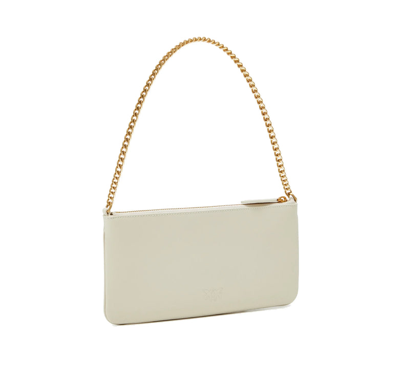 Pinko Women's Horizontal Flat Bag in Leather White