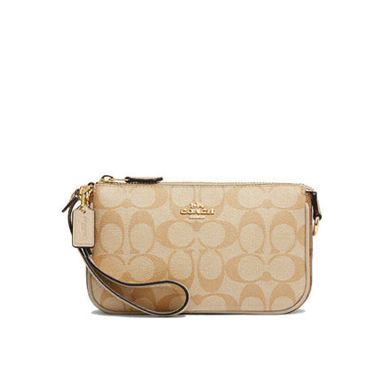 Coach Women's Nolita 19 In Blocked Signature Canvas Gold/Light Khaki/Ivory Multi - Ready to Ship