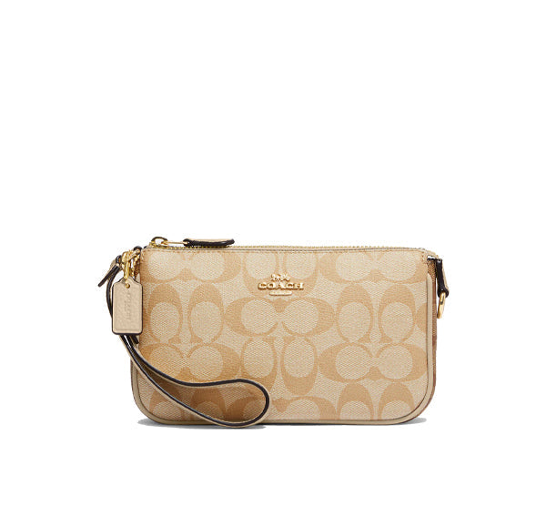 Coach Women's Nolita 19 In Blocked Signature Canvas Gold/Light Khaki/Ivory Multi - Ready to Ship