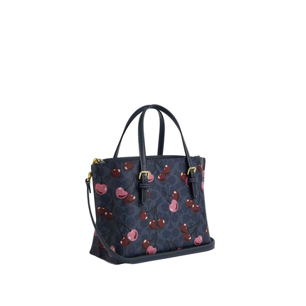 Coach Women's Mollie Tote Bag 25 In Signature Canvas With Cherry Print Gold/Denim Multi