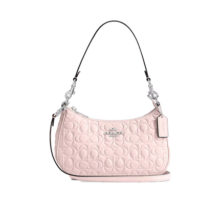 Coach Women's Teri Shoulder Bag In Signature Leather Silver/Blush