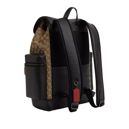 Coach Unisex Sprint Backpack In Signature Jacquard Black Antique Nickel/Khaki/Black Multi