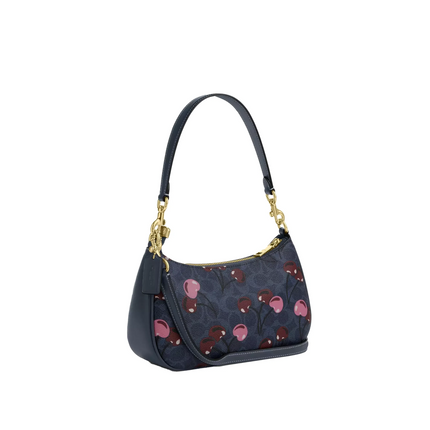 Coach Women's Teri Shoulder Bag In Signature Canvas With Cherry Print Gold/Denim Multi