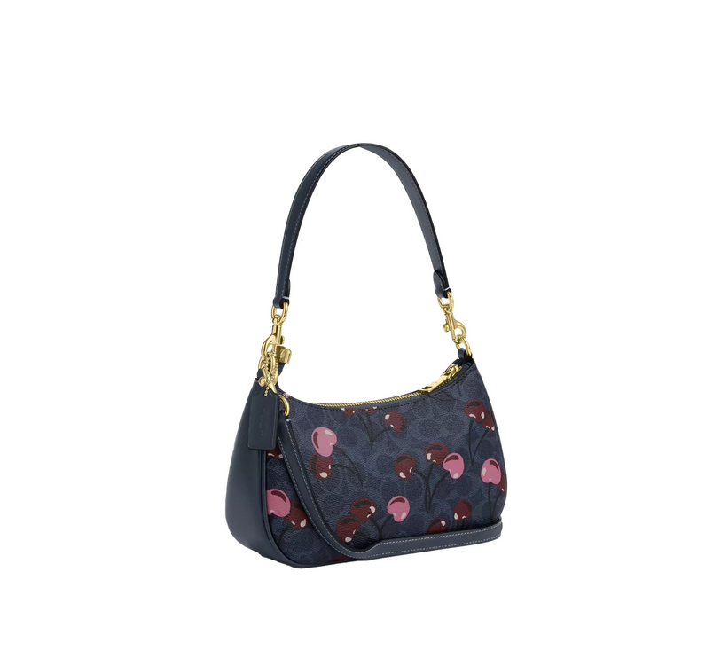 Coach Women's Teri Shoulder Bag In Signature Canvas With Cherry Print Gold/Denim Multi