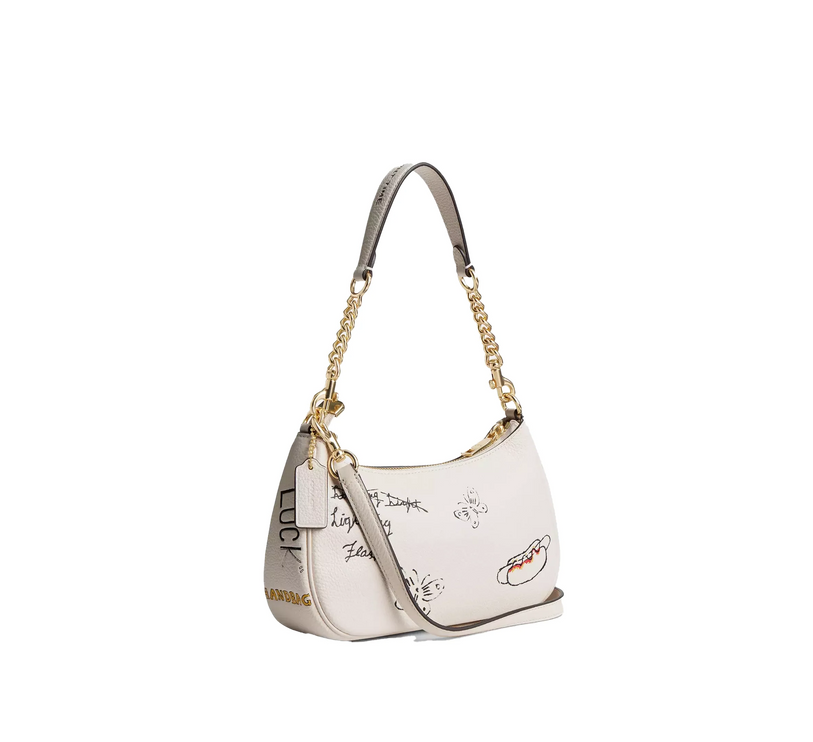 Coach Women's Teri Shoulder Bag With Sketch Print Gold/Chalk Multi