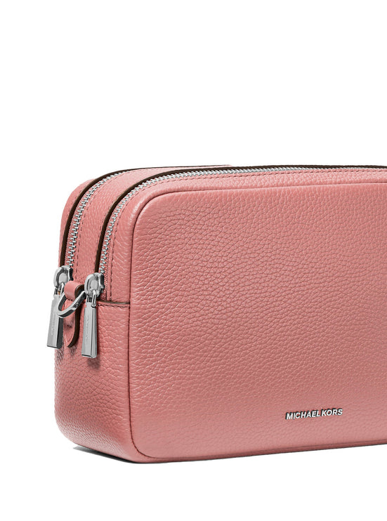 Michael Kors Women's Bryant Medium Pebbled Leather Camera Crossbody Bag Rose/Silver