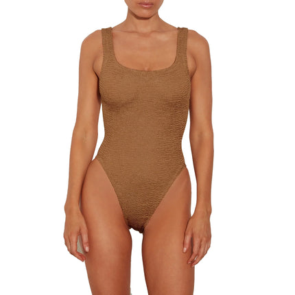 HUNZA G Women's Square Neck Swim Metallic Cocoa