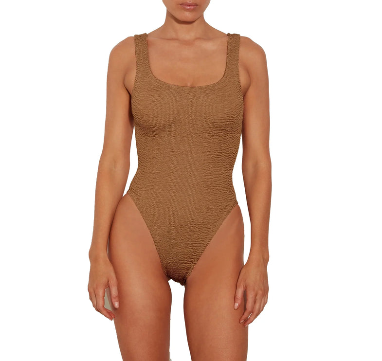 HUNZA G Women's Square Neck Swim Metallic Cocoa