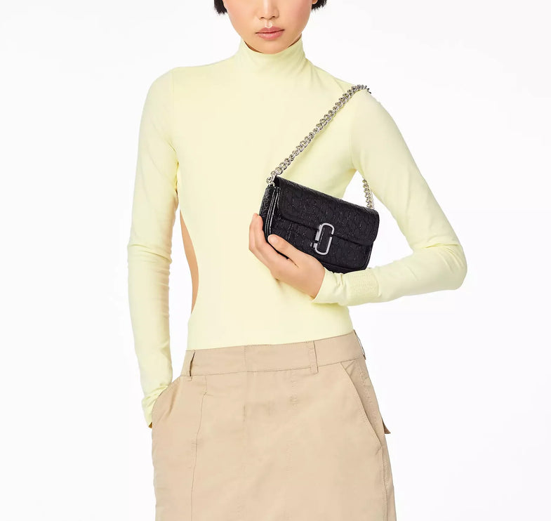 Marc Jacobs Women's The Croc Embossed J Marc Mini Bag Black/Silver