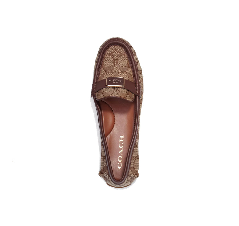 Coach Women's Mona Driver In Signature Jacquard Saddle/Walnut