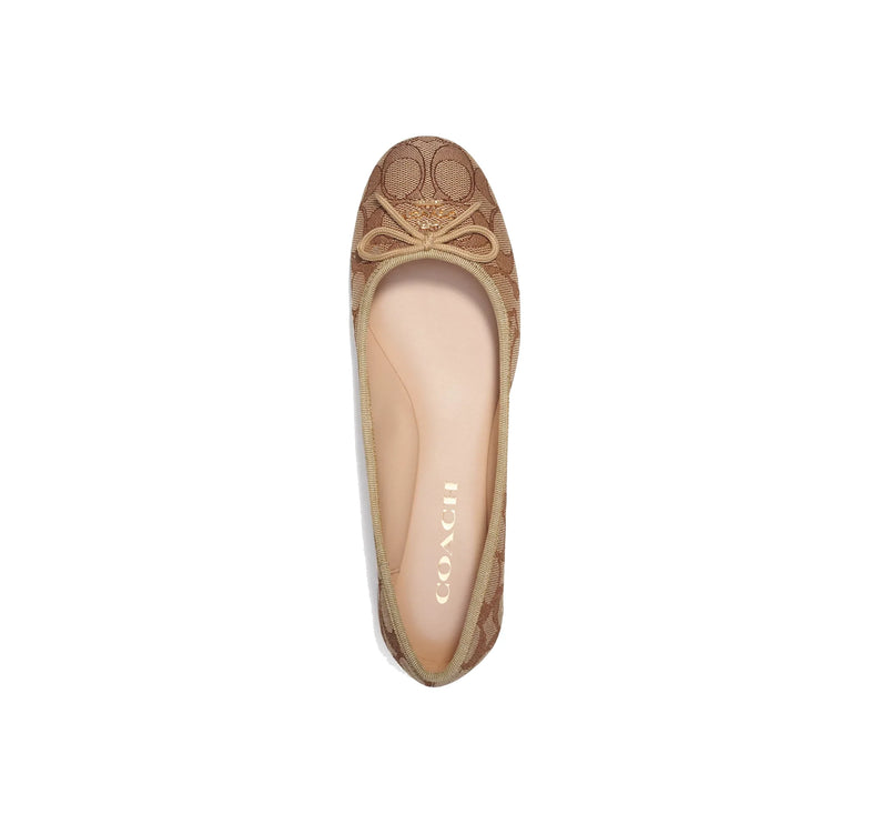 Coach Women's Alina Ballet In Signature Jacquard Khaki/Saddle