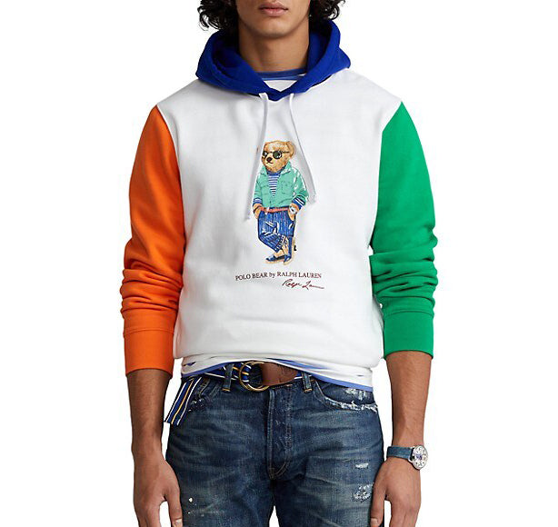 Ralph Lauren Men's Colorblock Polo Bear Graphic Hoodie Green Multi