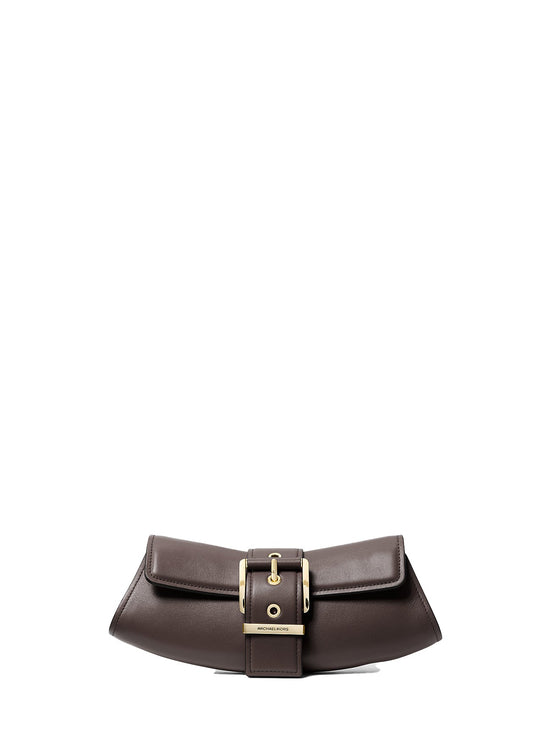 Michael Kors Women's Colby Small Leather Convertible Clutch Chocolate