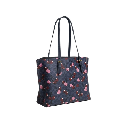 Coach Women's Mollie Tote In Signature Canvas With Cherry Print Gold/Denim Multi