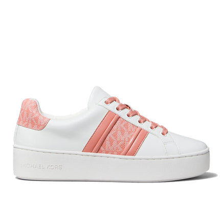 Michael Kors Women's Poppy Leather and Logo Stripe Sneaker Sherbert